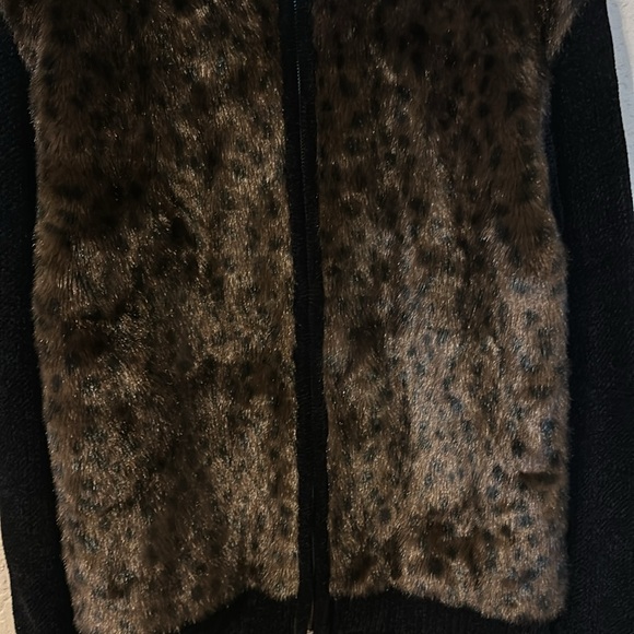 Lisa international cheetah print fuzzy zip up sweater o - Picture 3 of 7